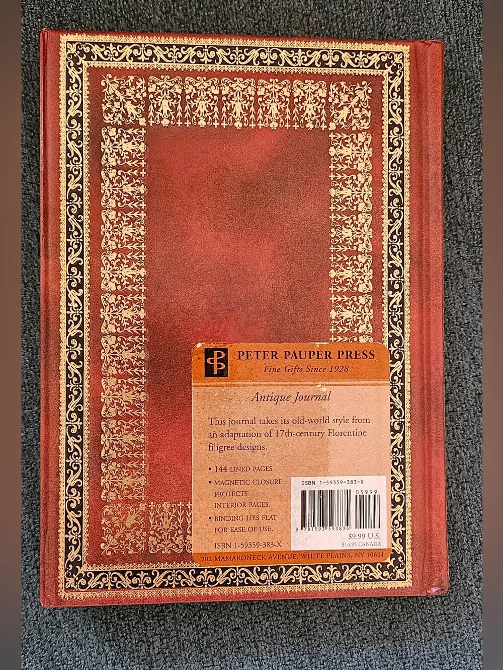 ​NWT Peter Pauper Press Antique Journal Florentine Filigree Magnetic Closure